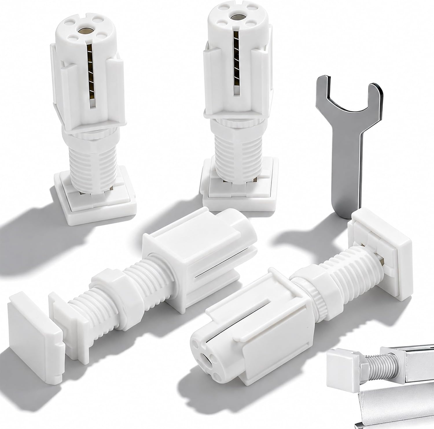 No Drill Blinds for Windows - 4 Pcs White Twist-Lock Venetian Blind Brackets, Re