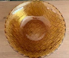 Indiana Glass Marigold Carnival Glass Basket Weave Serving Bowl Vintage 1970s 9"