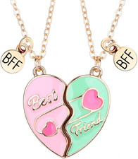 Best Friends Necklace for 2, Magnetic Heart Matching Pendant BFF Friendship Gift