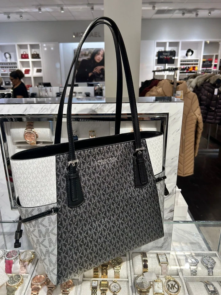 Michael Kors Voyager Grande MK Signature Bolso de Mano Cartera Bolso de Hombro Negro Foto 2 de 4