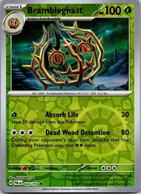 TCG Pokemon Karte Eng Brambleghast 024/193 PAL Reverse Holo SV02: Paldea Evolved