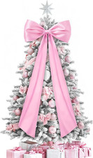 Christmas Extra Large Tree Topper Bow, 20 X 47 Inches Pink Stain Bow Christmas T