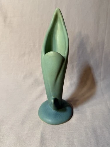 Vintage Van Briggle Blue and Green Bird of Paradise Bud Vase
