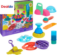 , Ultimate Sandisfying Set with 2Lbs Play Sand Pink, Yellow  Teal , 10 Tools 