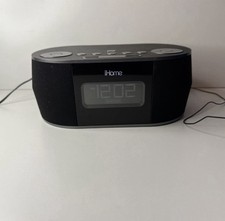 iHome iBT38 Bluetooth Clock Radio Black USB Charging Aux-In Modern