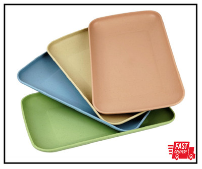 Wheat Straw Plates,4 Pack Rectangular Dinner Plates,Dinner Dishes Lightweight