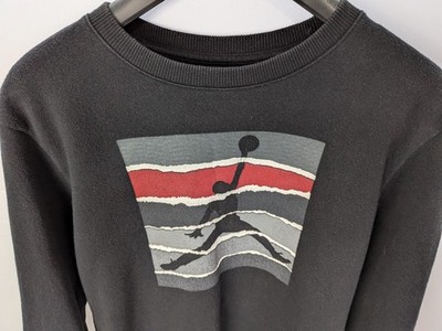 Air Jordan Youth Jumpman Torn Graphic Fleece Sweatshirt - Black Large (12-14)