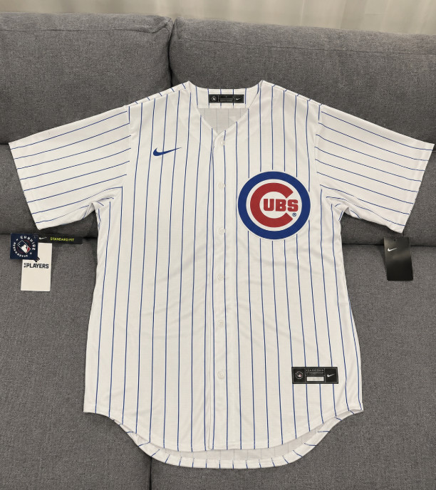 Chicago Cubs Javier Baez #9 White Pinstripe MLB Baseball Jersey Men’s FULL SIZE