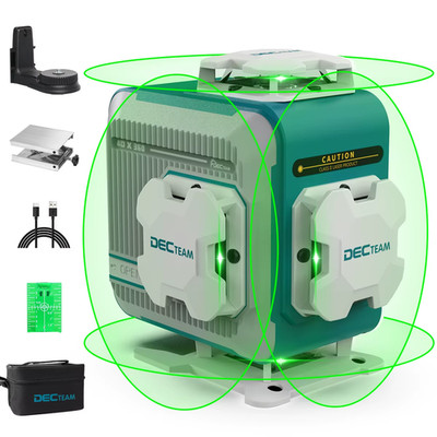 4D 16 Lines Self-leveling Laser Level  4 x 360° Green Beam Cross Line Laser Tool