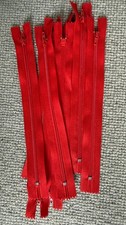 3 x red nylon zip 20cm long