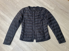LADIES BLACK UNIQLO LIGHTWEIGHT DOWN FEATHER QUILTED JACKET, SIZE S