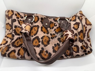 Falor Le Borse Spotted Leather Faux Fur Tote Bag Made In Italy