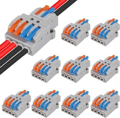 10 Pcs Lever Wire Connectors, Quick Wiring Cable Connector Push in Conductor