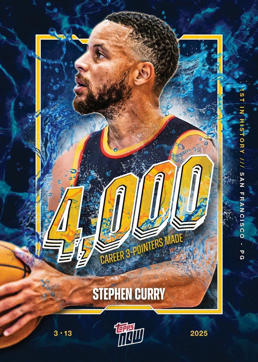 2024-25 Topps Now Stephen Curry 4,000 3-Pointers Made #13 Print Run #/74335 GS