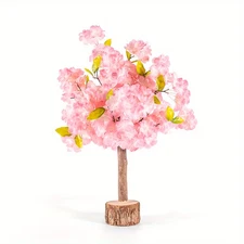 20 英寸 Tall Artificial Cherry Blossom Tree - Handmade Pink Fake Cherry Blossom Tr