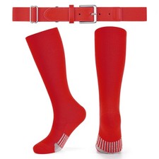 Baseball Socks  Belt Combo for Youth Adult Breathable Softball Socks and Ela...