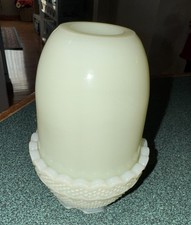 VINTAGE FENTON Glass 2 Pc Jadeite Glass Fairy Lamp Jade 5&rdquo;