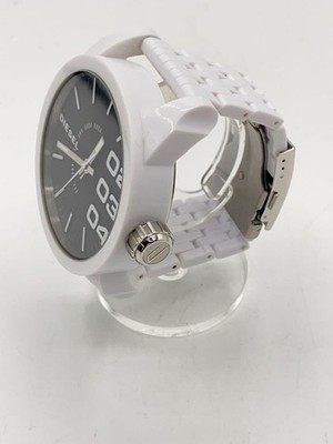 DIESEL DZ-1518 Quartz Analog White Dial Black Bold Watch Excellent