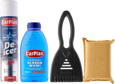 CarPlan Winter Essentials Kit, 4 Piece Set - Ice Scraper, De-Icer Spray, Windshi