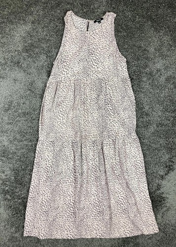 Wishlist Maxi Dress Animal Print Women’s Ivory Sleeveless Tiered Size M