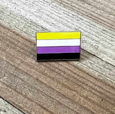 Non-Binary Flag Lapel Pin 1'' - Silver