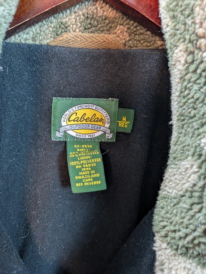 Cabelas Windshear Fleece Bomber Jacket Mens Medium Camo Deep Pile Sherpa Hunting - Image 3 of 4