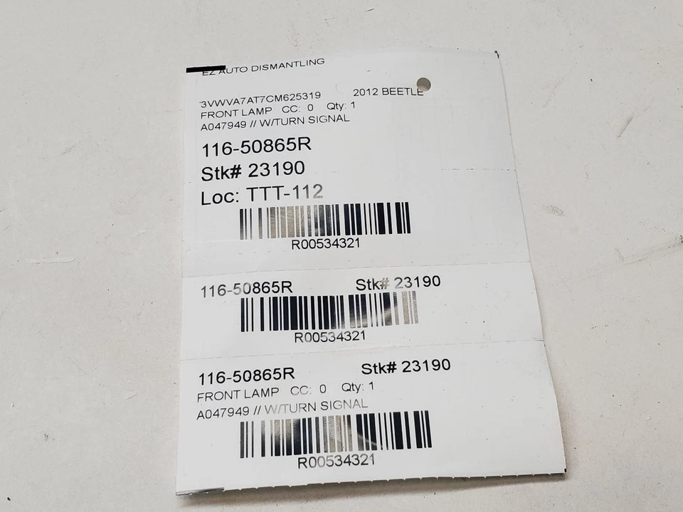 Volkswagen Beetle 2012 pasajero luz antiniebla lateral derecha con intermitente OEM A047949 Foto 4 de 4