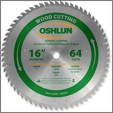 16" 64T Fine Cut Carbide Tip Wood Cutting Saw Blade