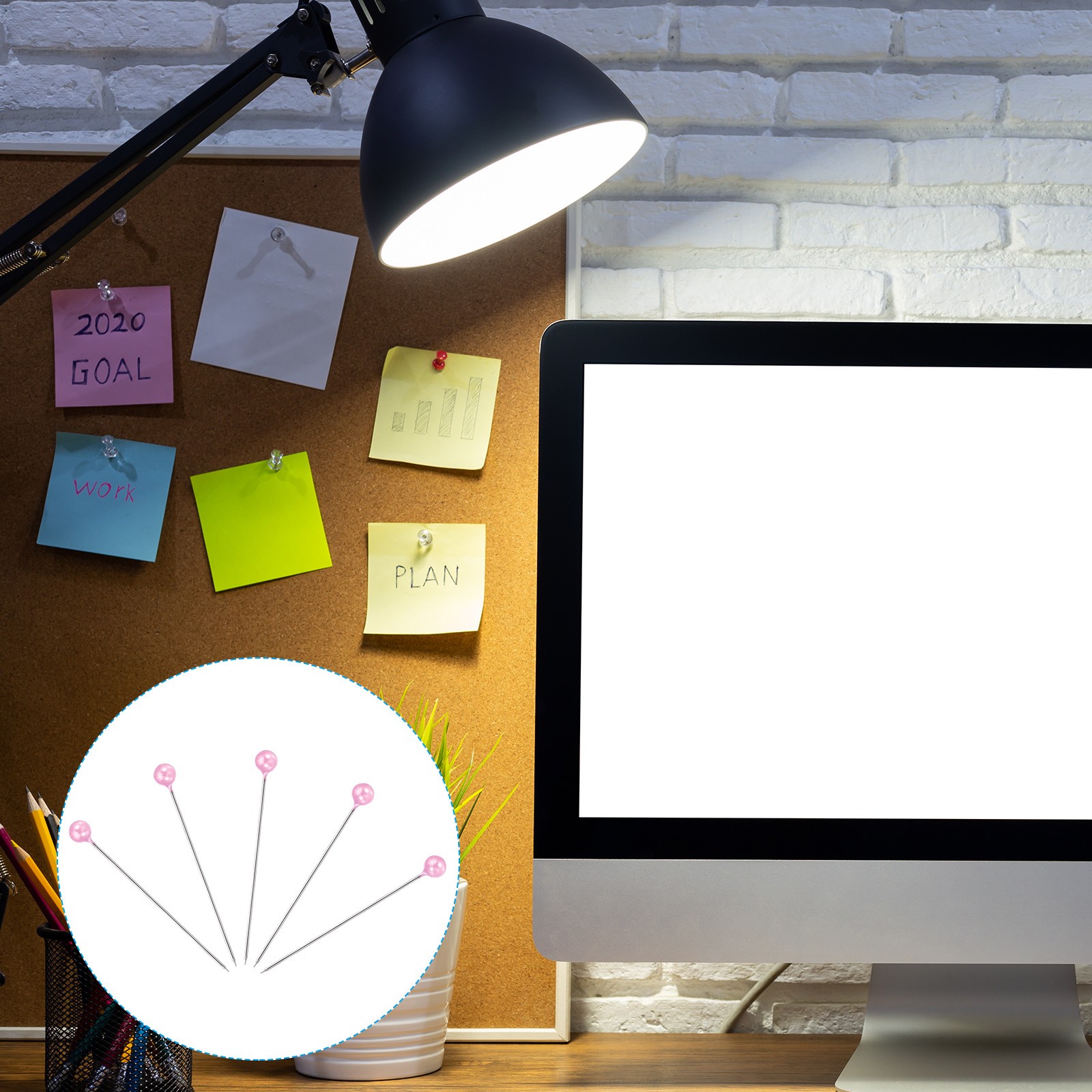 400Pcs Sewing Pins Straight Pin with Plastic Pearlized Ball Head Light Pink