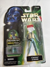 Star Wars Greedo W  Blaster Power Of The Force CommTech Chip 1999 Sealed