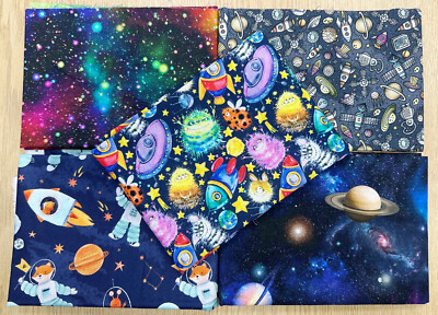 Fat Quarter Stoffpaket - Weltraum Raumfahrer Astronaut Planeten Galaxie Stoff