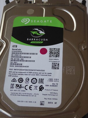 ST6000DM003 SN: ZVN PN: 2CY186-568 FW: 0001 TK 02 JAN 2021 Seagate 6TB