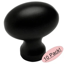 *10 Pack* Cosmas Cabinet Hardware Flat Black Small Football Knobs #6021FB