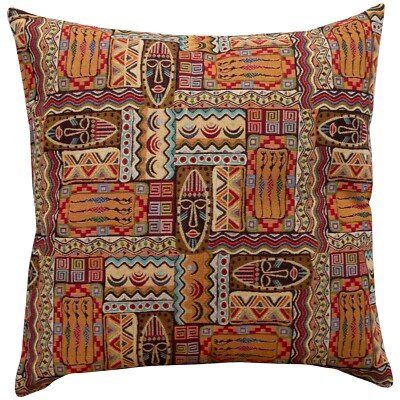 XL traditionelles afrikanisches Teppichkissen. Tribal Maske 23'' Wandteppichkissen.