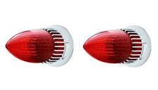 Pair Chrome Flush Mount 1959 Cadillac Style Led Tail Lights Red Lens