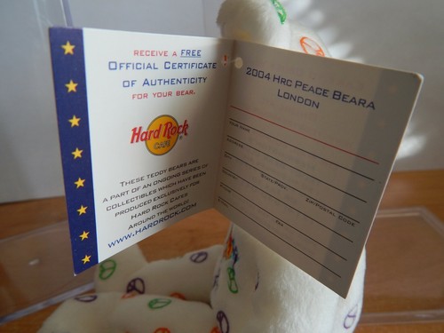 HARD ROCK CAFE LONDON HRC PEACE BEAR 2004 HERRINGTON MWMT WITH ACRYLIC BOX - Picture 6 of 8
