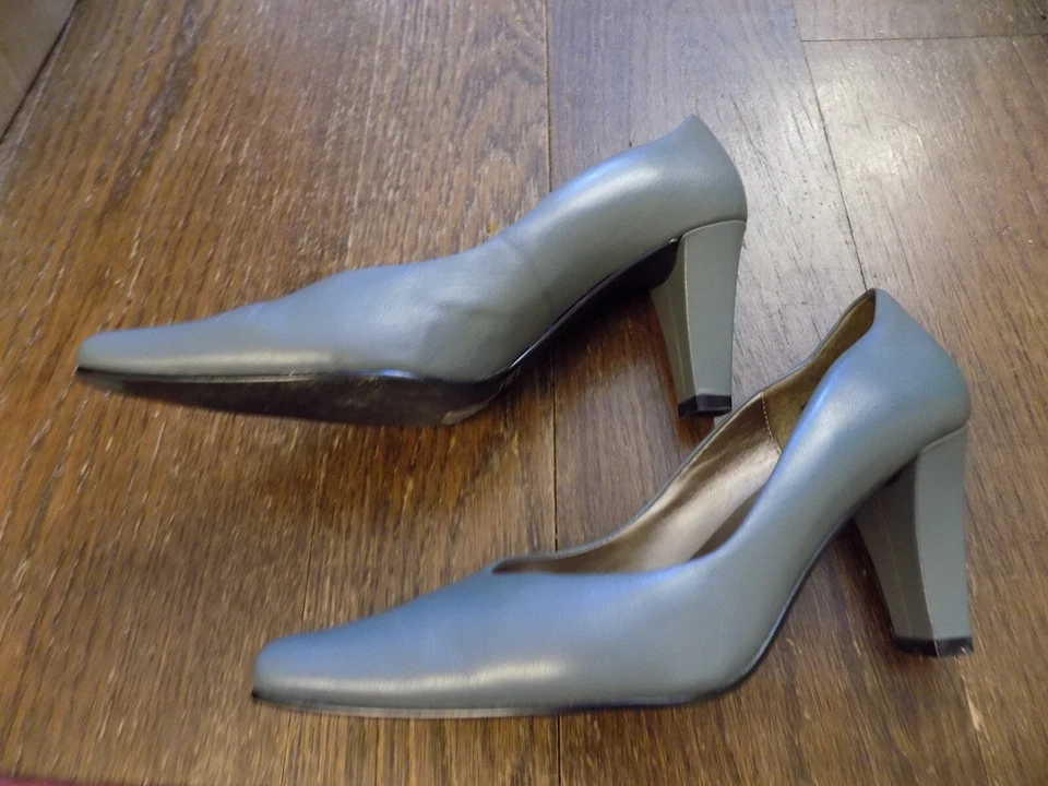 Bellini Rosa стильный кожаный насосы темно серо-коричневый размер 9 квадратный носок 3» каблуки EUC чистый - Изображение 4 из 4