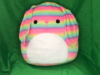 Squishmallow 16  Danya Rainbow Floppy Ear Easter Bunny NWT soft plush Free Ship