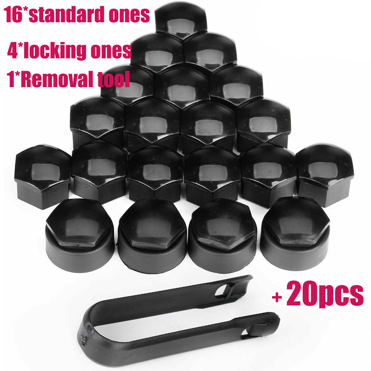 20x 17MM FOR AUDI Alloy Wheel Bolt Nut Caps Covers w/ Removal Tool