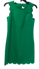 J Crew Dress Size 0 Kelly Green Shift Sleeveless Scallops Easter Springtime