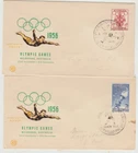 Australia 1956  2 FDC  Olympic issues on Wesley cachet covers  Event Postmarks
