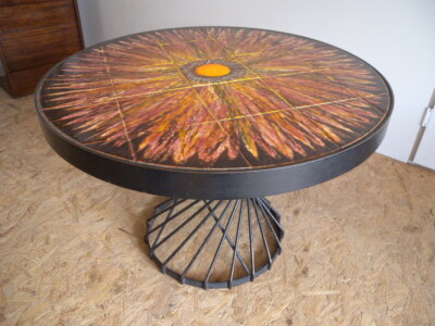 60er  Fliesentisch Mid Century  Brutalist Ceramic Couchtisch Belarti Stil Nr.244
