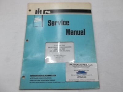 Operator's Manual for International Harvester 810 820 Grain 800 900 Corn Series