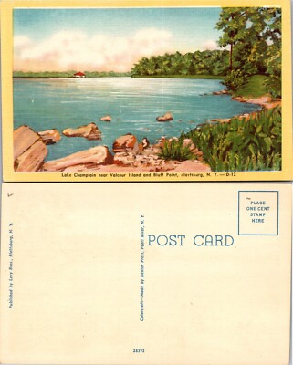 Lake Champlain Valcour Island and Bluff Point Plattsburg New York NY Postcard