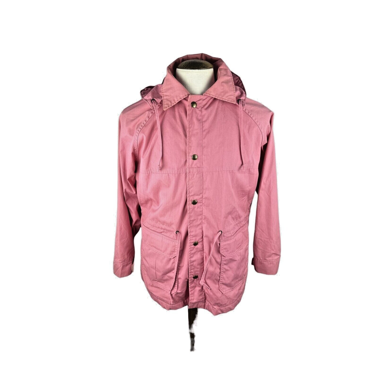 Woolrich Womens Pink Waterproof Hooded Jacket Size Large L Logo Made in USA