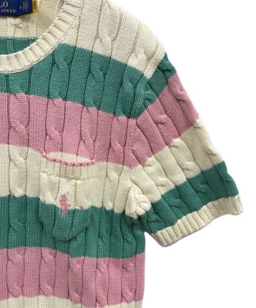 M Striped Cable Knit Short Sleeve Sweater | eBay