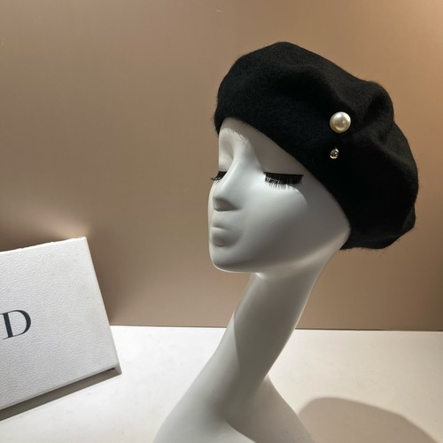French Wool Pearl Beret Hat Women Chic Vintage Painter Artist Minimalist Cap - Image 1