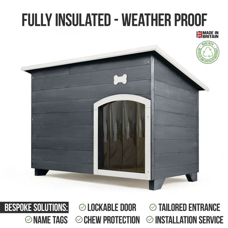 Outdoor Dog Kennel House Winter Weather Proof Insulated XL Silver Copse 201