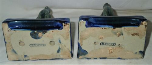 ANTIQUE FULPER ARTS & CRAFTS POTTERY PEACOCK BIRD HOME STATUE SCULPTURE BOOKENDS - Picture 9 of 12