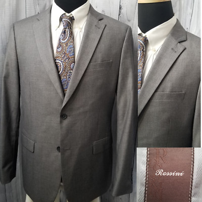 Rossini Men's Blazer 42r Wool Gray 2 Bttn Suit Jacket